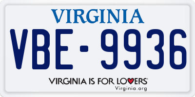 VA license plate VBE9936