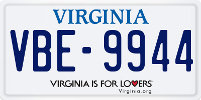 VA license plate VBE9944