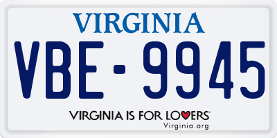VA license plate VBE9945