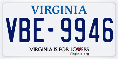 VA license plate VBE9946