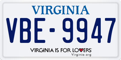 VA license plate VBE9947