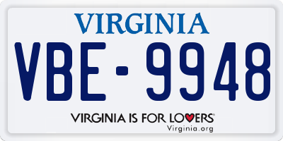 VA license plate VBE9948