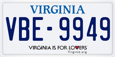 VA license plate VBE9949