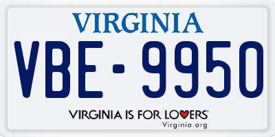 VA license plate VBE9950