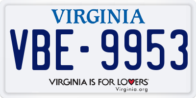 VA license plate VBE9953