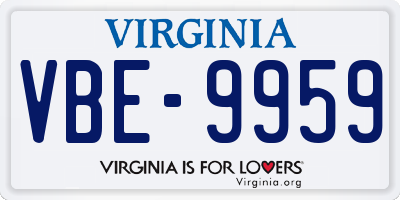 VA license plate VBE9959
