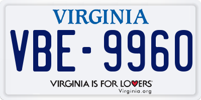 VA license plate VBE9960
