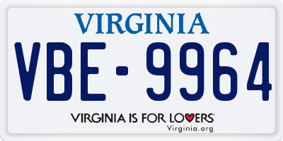 VA license plate VBE9964