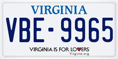 VA license plate VBE9965