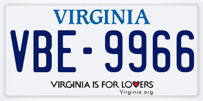 VA license plate VBE9966