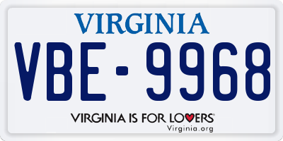 VA license plate VBE9968