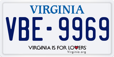 VA license plate VBE9969
