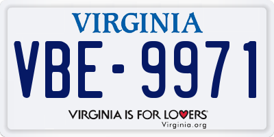 VA license plate VBE9971