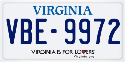 VA license plate VBE9972