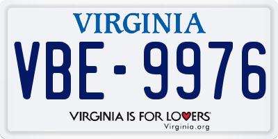 VA license plate VBE9976