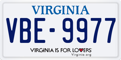 VA license plate VBE9977
