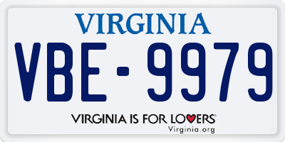 VA license plate VBE9979