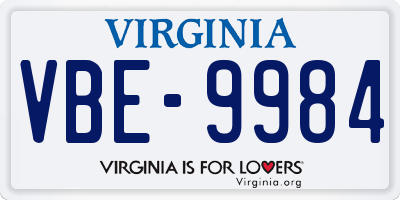 VA license plate VBE9984