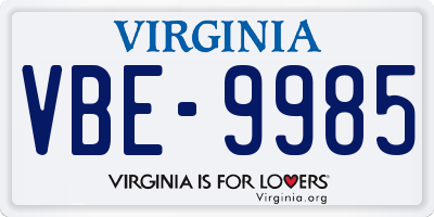 VA license plate VBE9985