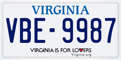 VA license plate VBE9987