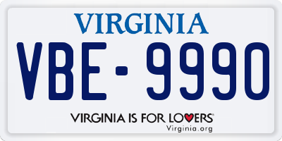 VA license plate VBE9990