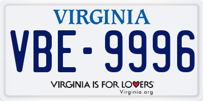 VA license plate VBE9996