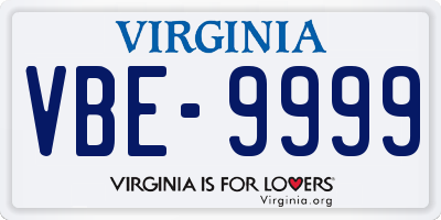 VA license plate VBE9999