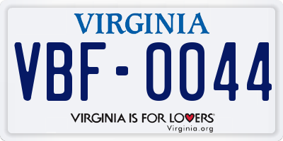 VA license plate VBF0044