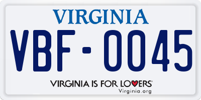 VA license plate VBF0045