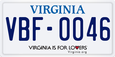 VA license plate VBF0046