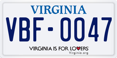 VA license plate VBF0047