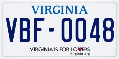 VA license plate VBF0048