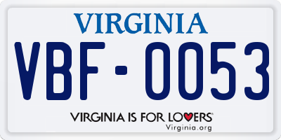 VA license plate VBF0053