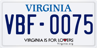 VA license plate VBF0075