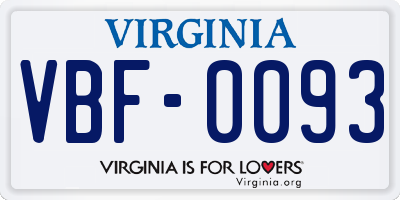 VA license plate VBF0093