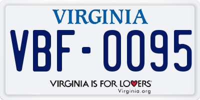 VA license plate VBF0095