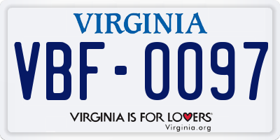 VA license plate VBF0097