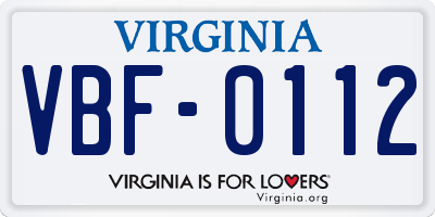 VA license plate VBF0112