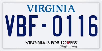 VA license plate VBF0116