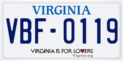 VA license plate VBF0119