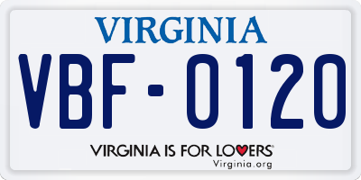 VA license plate VBF0120