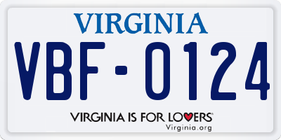 VA license plate VBF0124