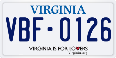 VA license plate VBF0126