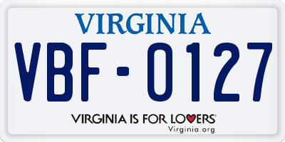 VA license plate VBF0127