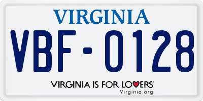 VA license plate VBF0128