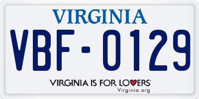 VA license plate VBF0129