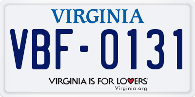 VA license plate VBF0131