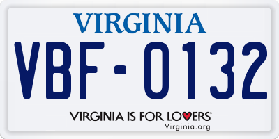 VA license plate VBF0132