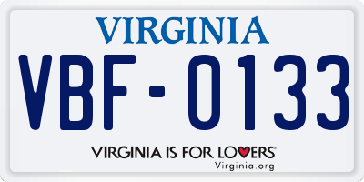 VA license plate VBF0133