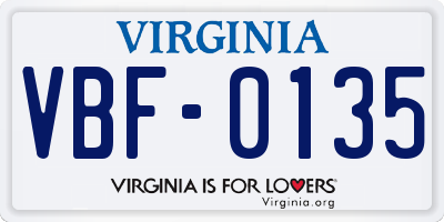 VA license plate VBF0135